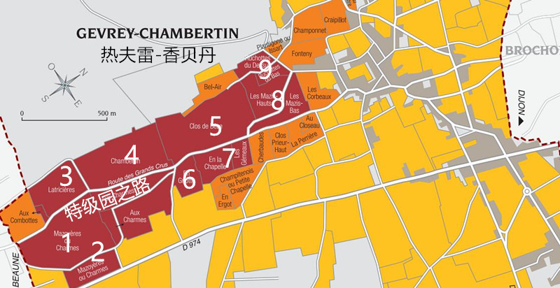 在法国勃艮第(burgundy,有一条南北延绵约60公里的"特级园之路"